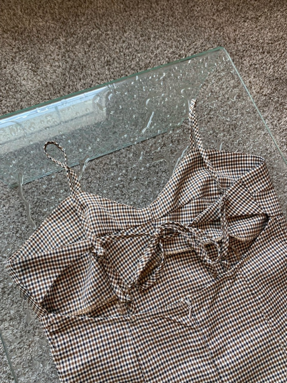 Gingham/Plaid Dress in Brown and Cream - Picture 5 of 6